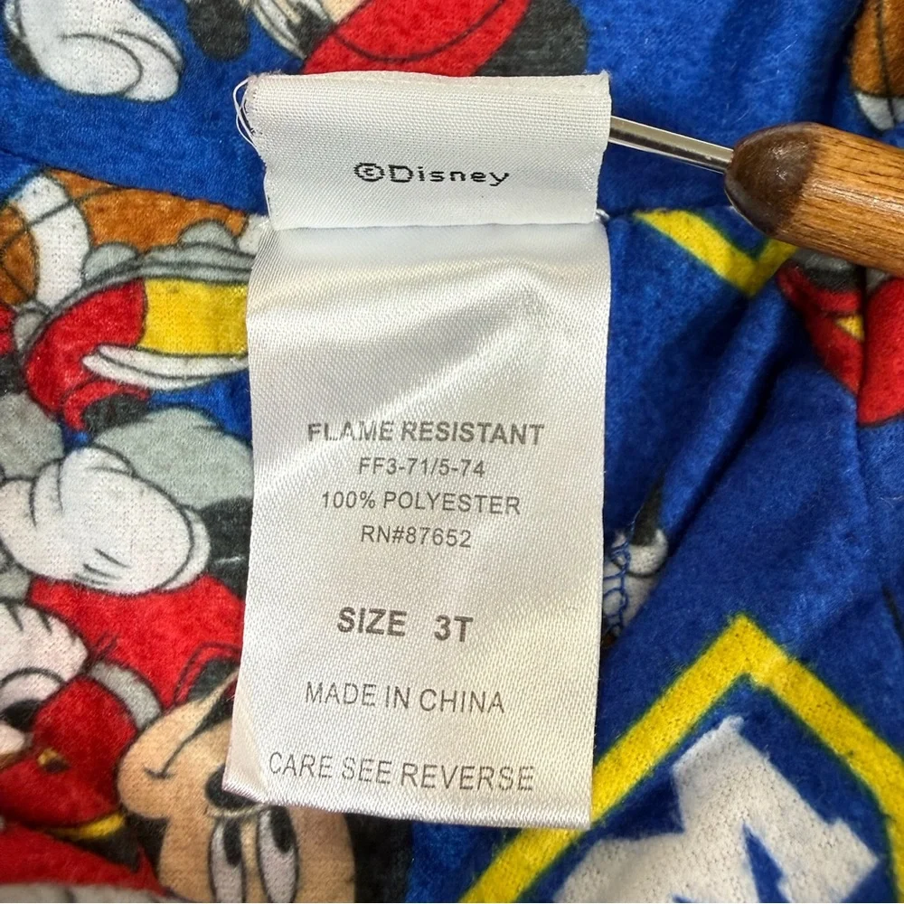 DISNEY‎ Boys Mickey Mouse Football Fleece Pajama Set 3T Character Loungewear